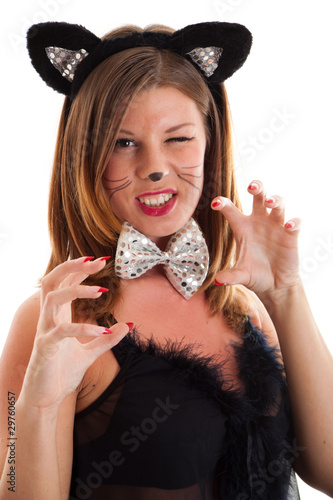 sexy young woman in cat costume photo
