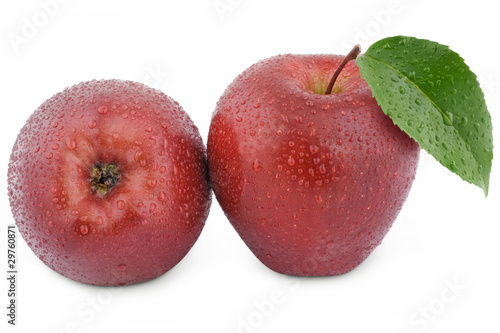 Two red ripes apple Isolated on a white background