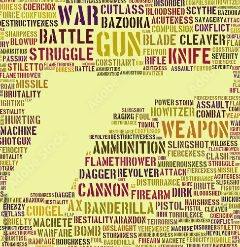 Tagcloud: gun Silhouette of words