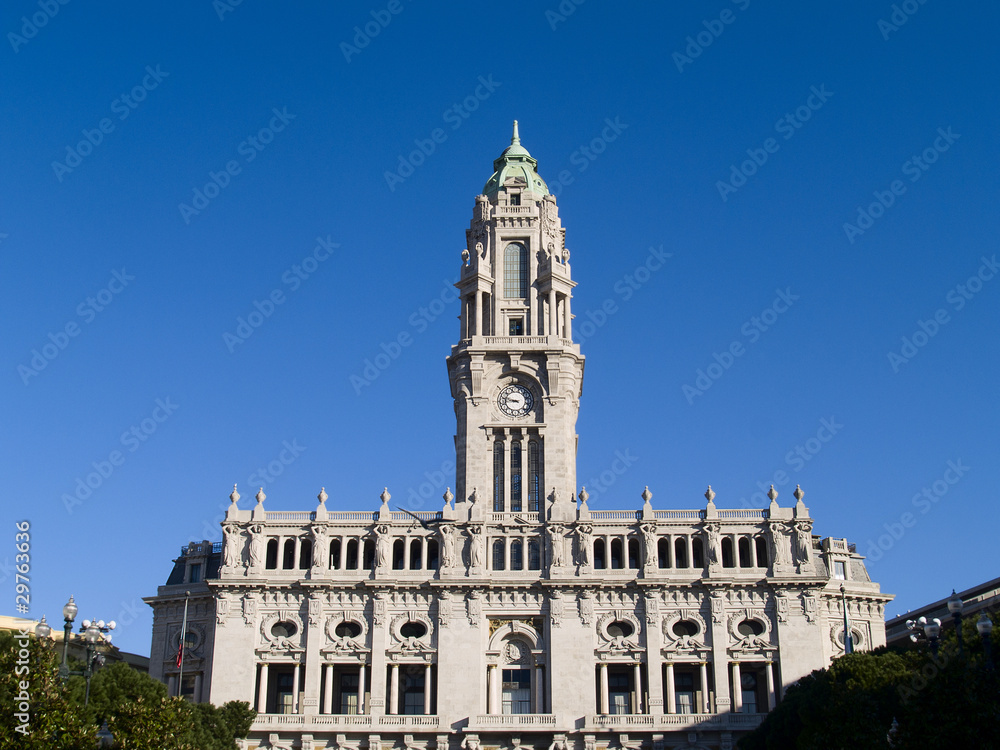 The tower of the Porto City Hall, Portugal
