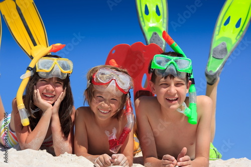 Snorkel kids on beach