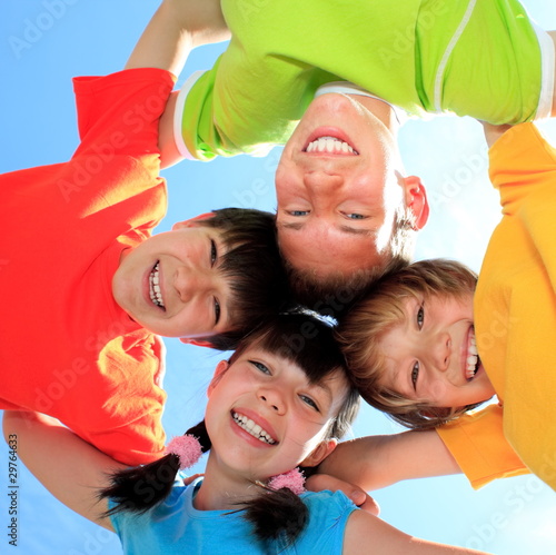 Children in colorful shirts