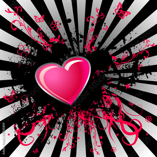 black stain and pink heart
