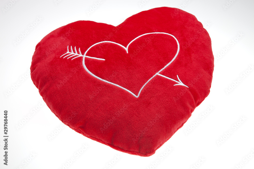 The red Valentine`s pillow