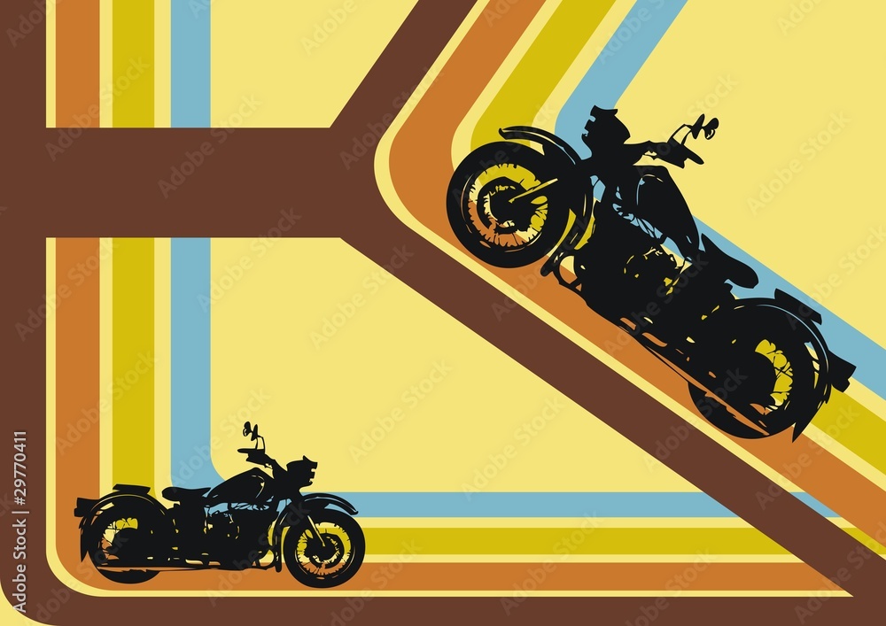 Retro background with motor cycles