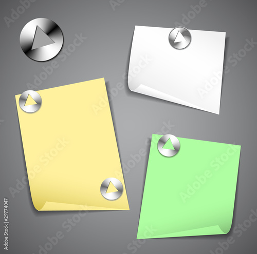 Sticky papers with pushpins