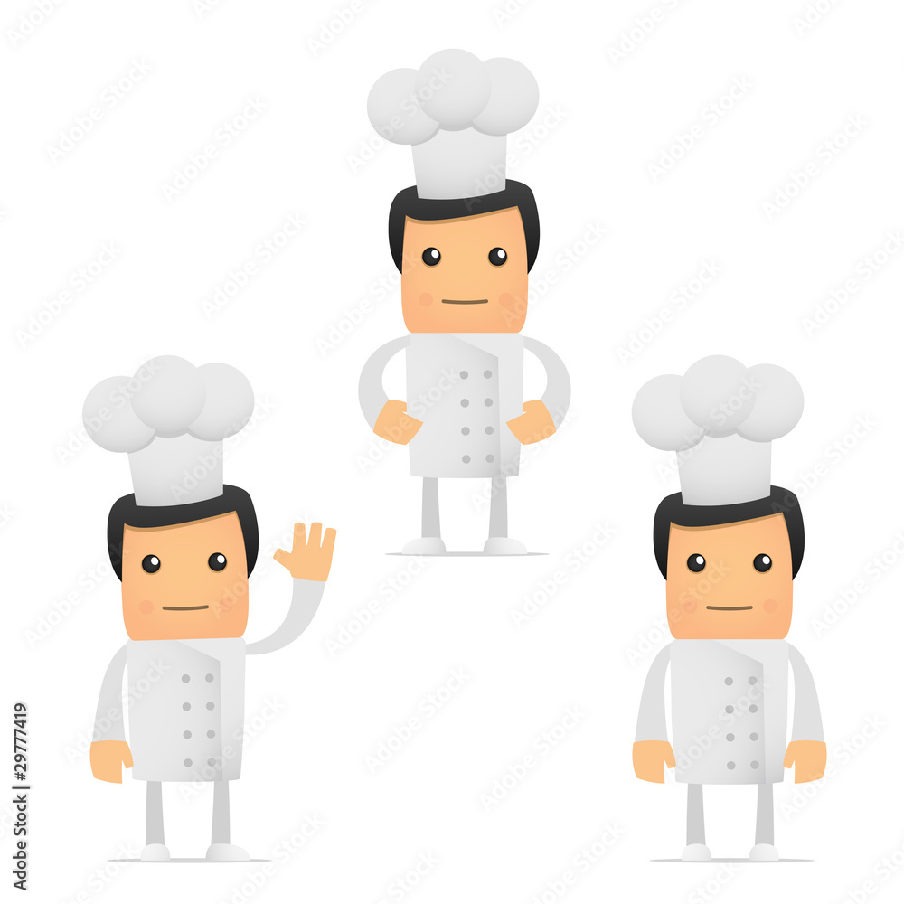 set of funny cartoon chef set of funny cartoon chef