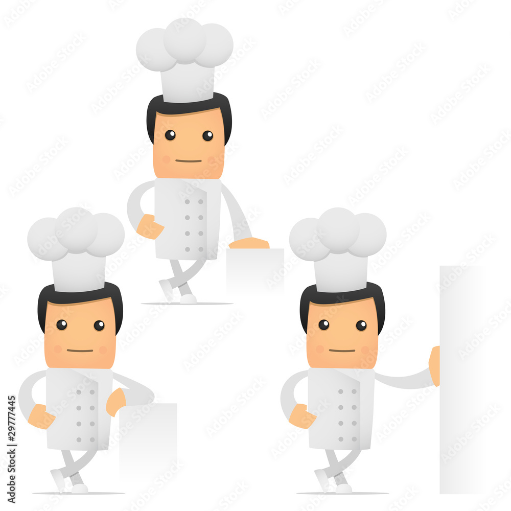 set of funny cartoon chef