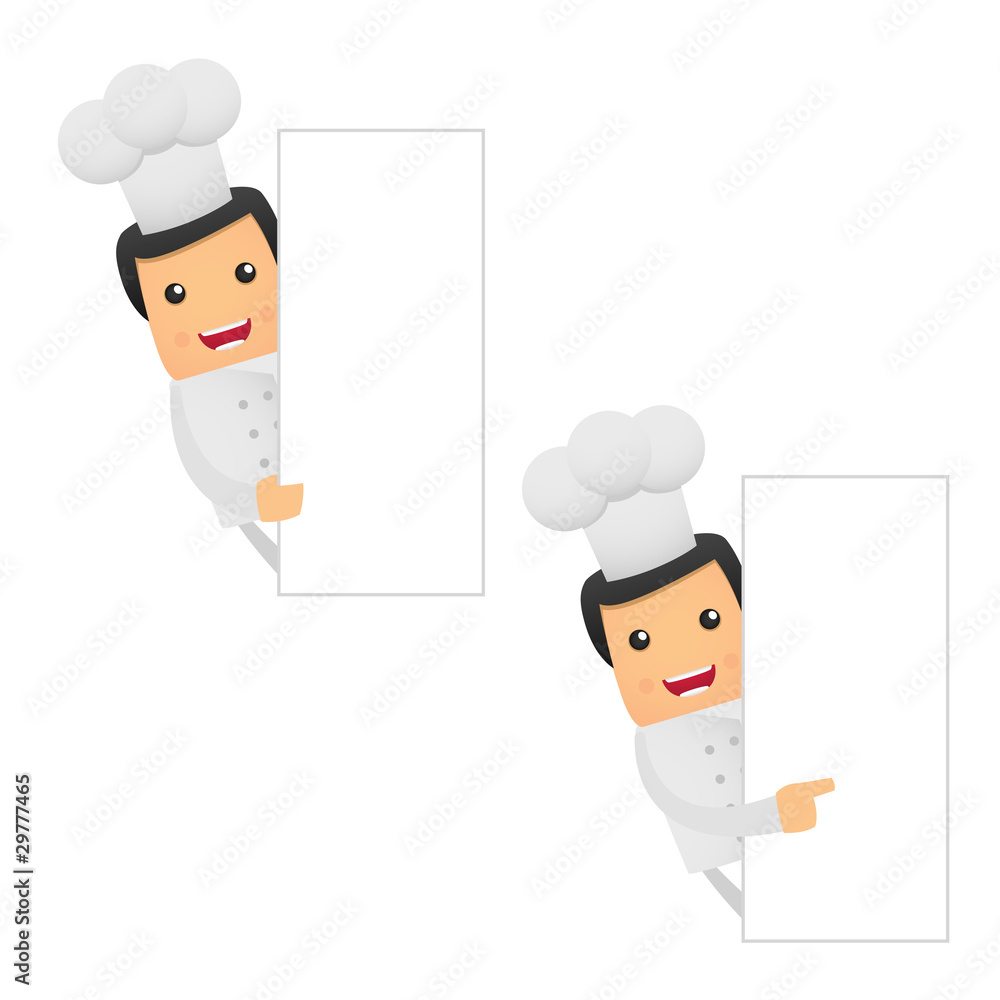 set of funny cartoon chef