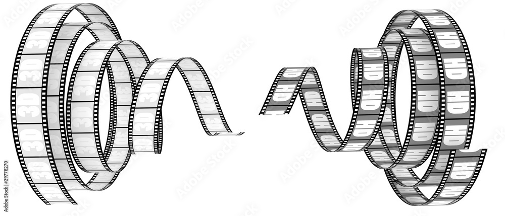 Fototapeta premium Two 3d film Segment rolled to center