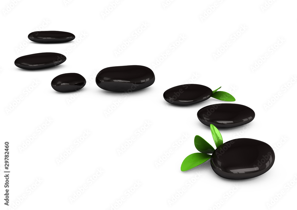 Fototapeta premium 3d glossy black stones on white background