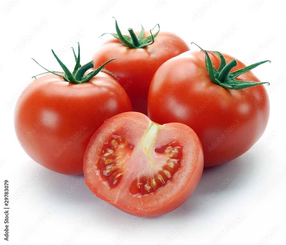 Red tomatoes and half