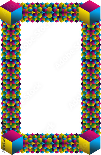 Multicolored cubes frame corner