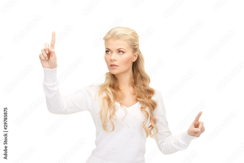 businesswoman working with something imaginary businesswoman working with something imaginary