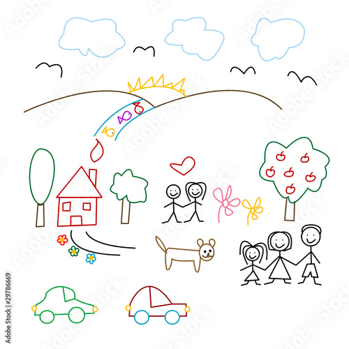 Children's drawing - seamless pattern