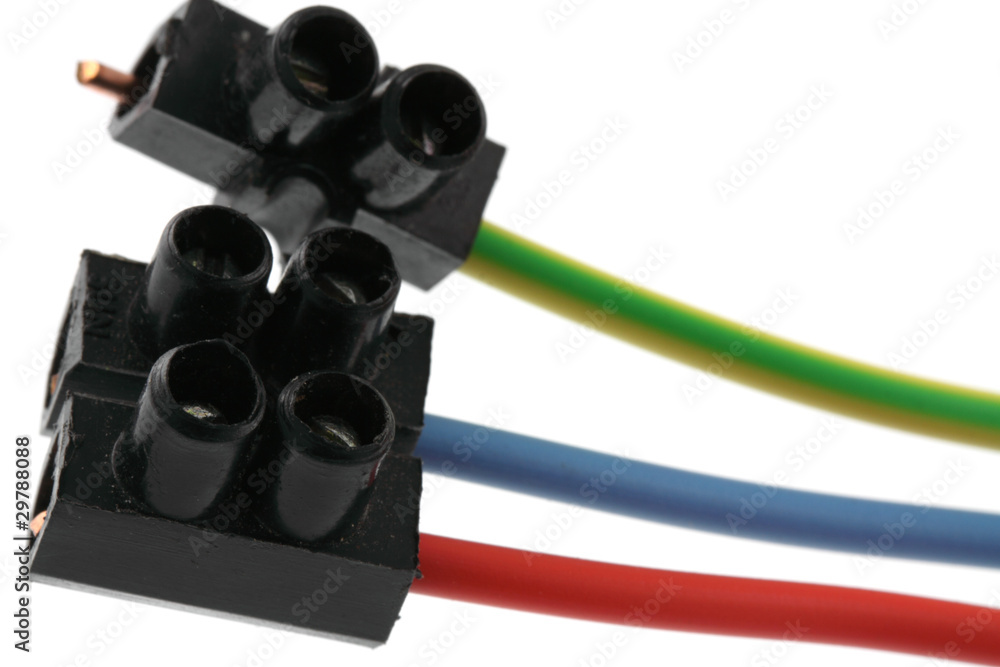 câbles électriques et dominos de raccordement Stock Photo