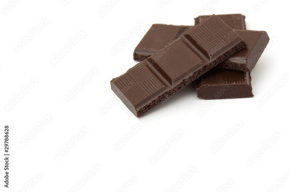 chocolate pieces islated on a white background chocolate pieces islated on a white background