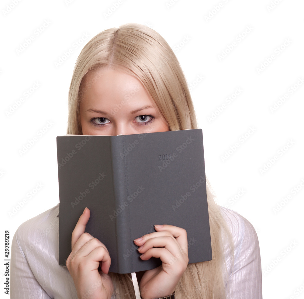 Young beautiful woman with a notebook Young beautiful woman with a notebook