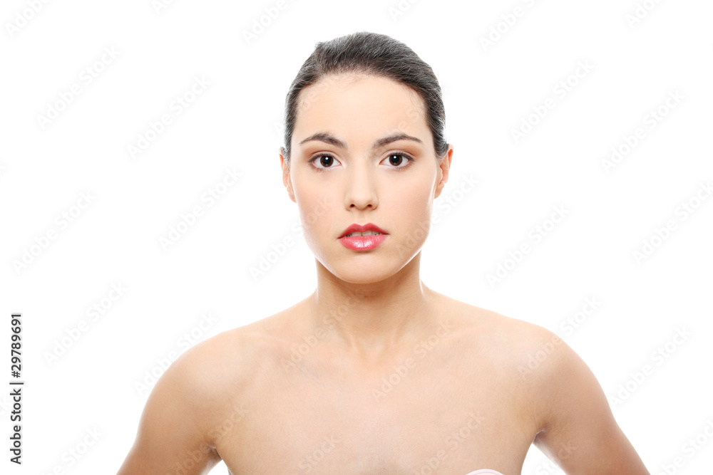 Close-up portrait of young beautiful woman face Close-up portrait of young beautiful woman face