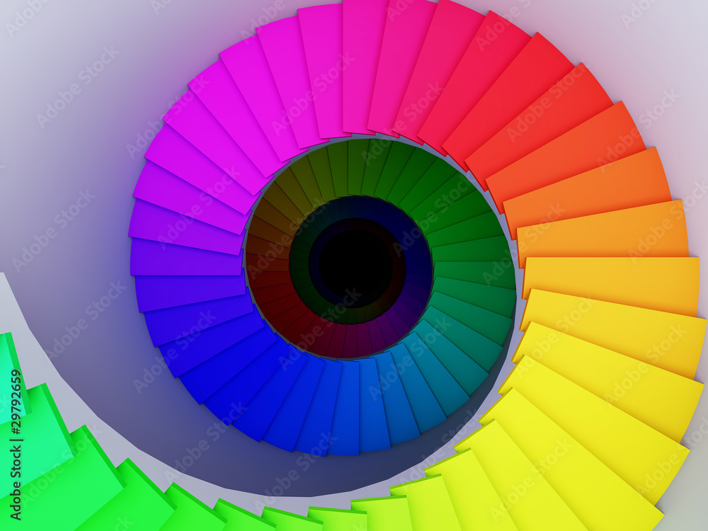 Fototapeta premium Colorful spiral stair to the infinity.