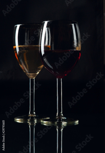 Wineglasses on a black background