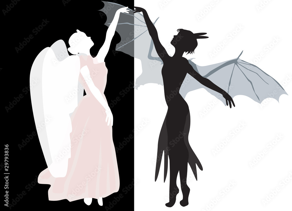 devil and angel illustration devil and angel illustration
