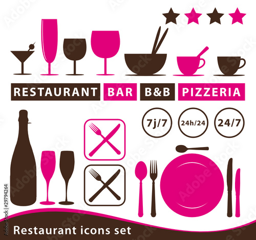 Restaurant icons set