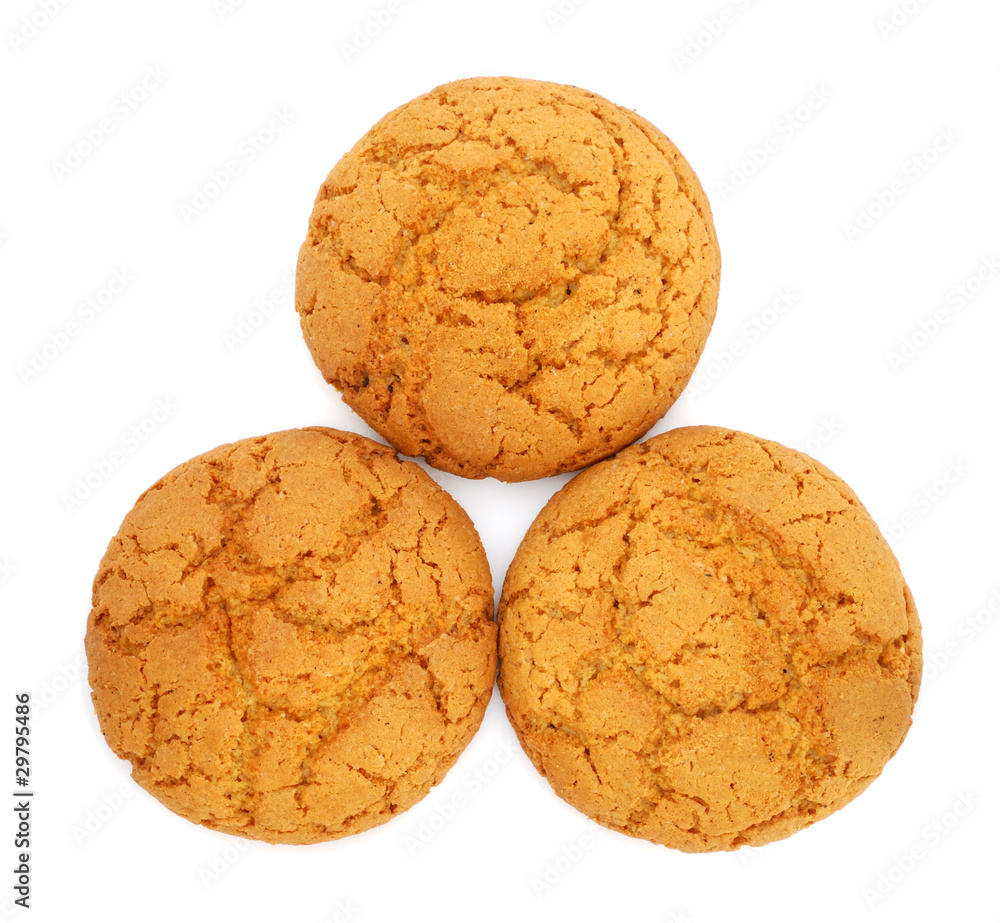 Three cookies on white background Three cookies on white background