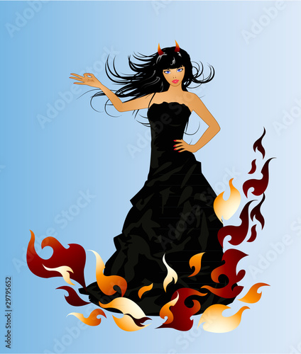 Angel and Devil retro woman