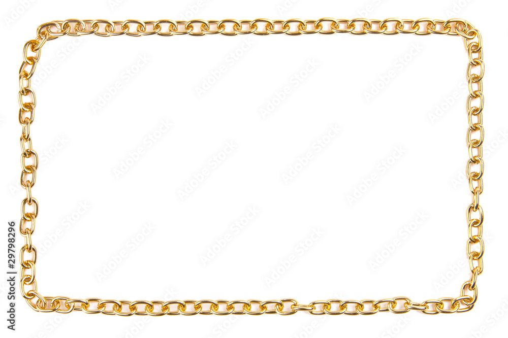 Border from golden chain isolated on white Border from golden chain isolated on white