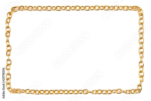 Border from golden chain isolated on white