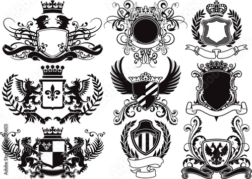 Fototapet coat of arms, shields and heraldic vector elements