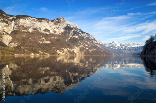 Alpine view of Walensee Lake in Switzerland