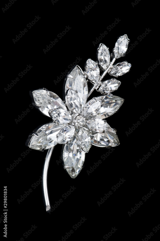white crystal vintage brooch
