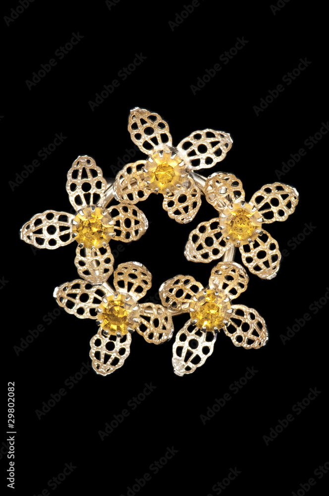vintage yellow flower brooch