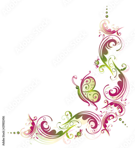 Ranke, flora, Blumen, Blüten, Schmetterling, pink, grün