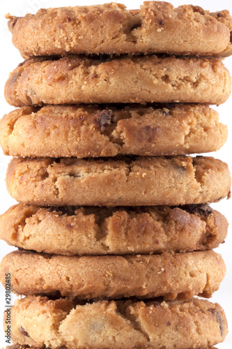 Tower of chocolate chip cookies