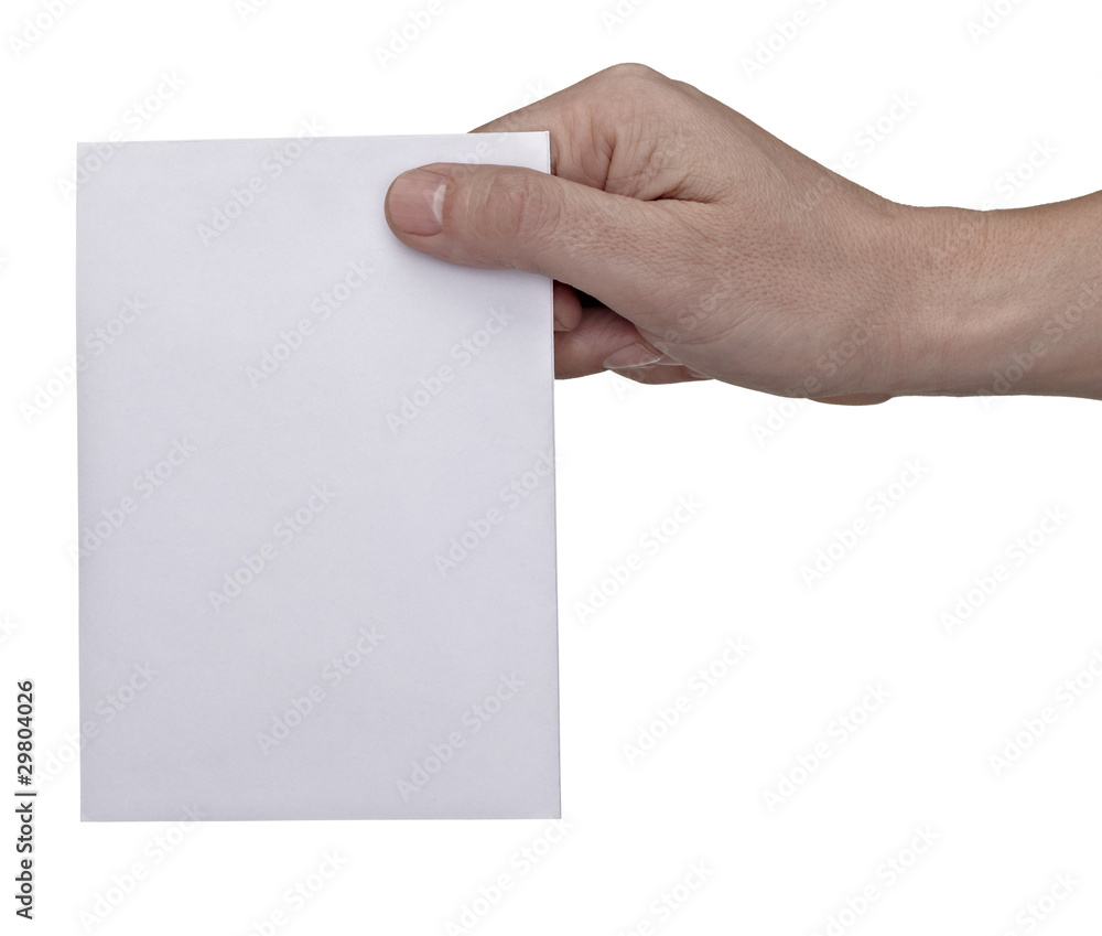 hand holding blank message note hand holding blank message note