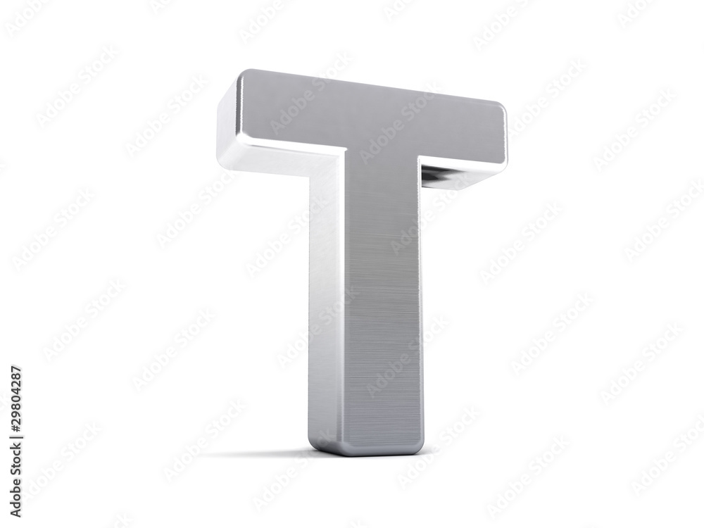 Letter T as brushed metal object over white Letter T as brushed metal object over white