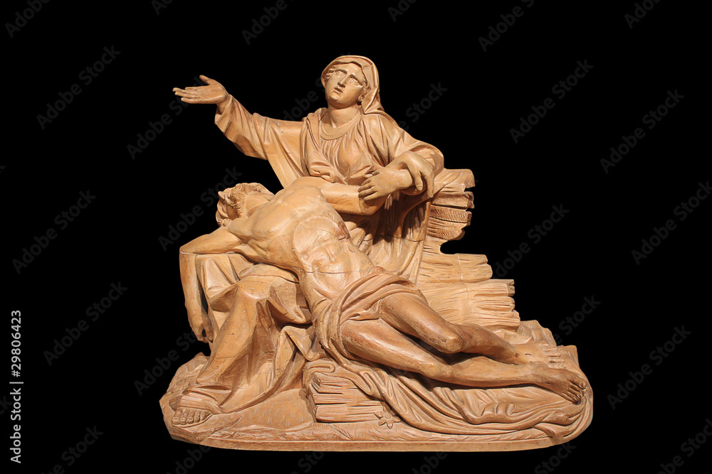 Mary and Jesus at the foot of the cross by anonymous craftman.