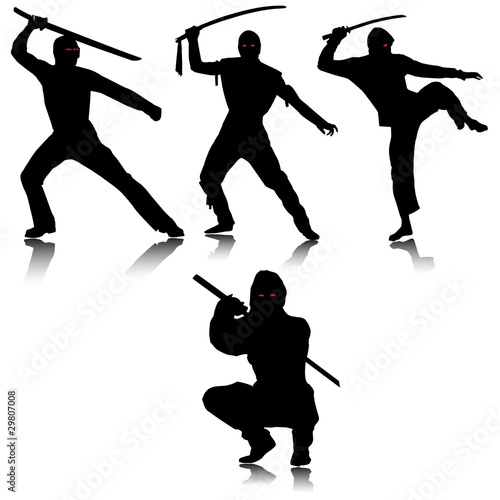 Ninjas silhouettes.Vector