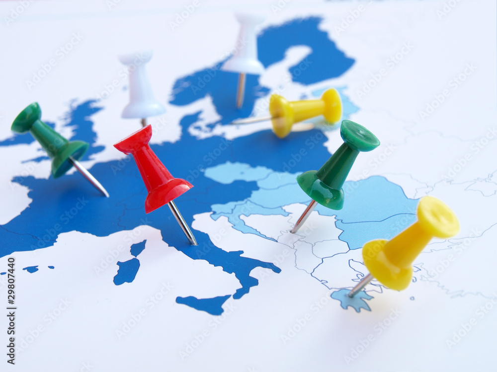 Map of Europe and Pins