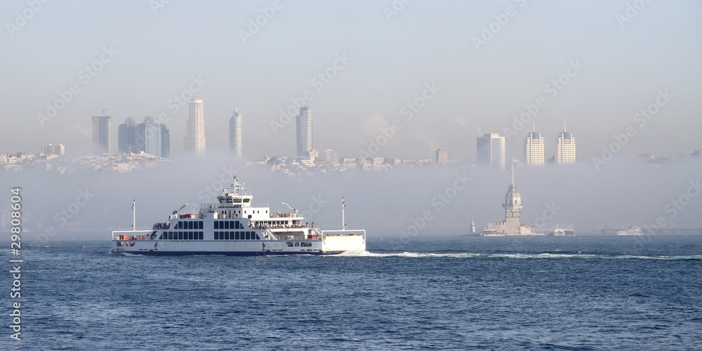 Istanbul panorama on a misty morning
