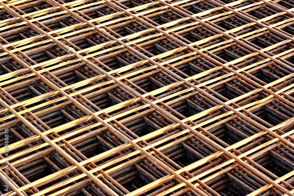 Stacked rebar grids at the construction site Stacked rebar grids at the construction site