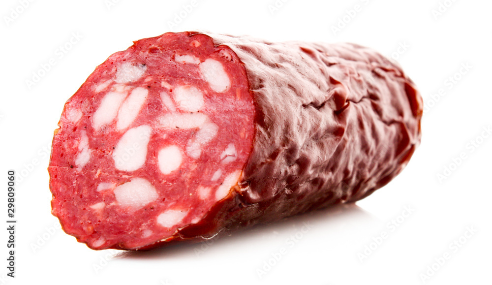 Smoked sausage isolated on white Smoked sausage isolated on white