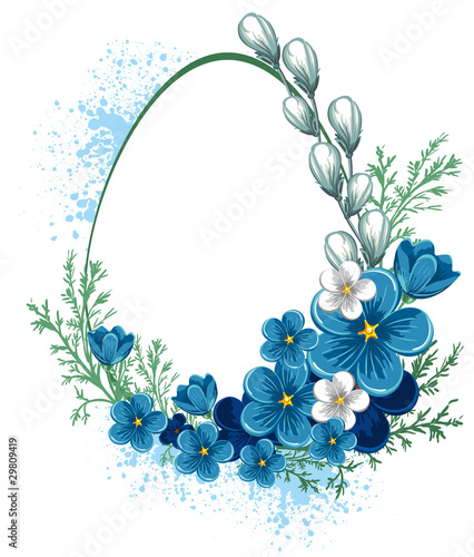 Easter banner with spring flowers