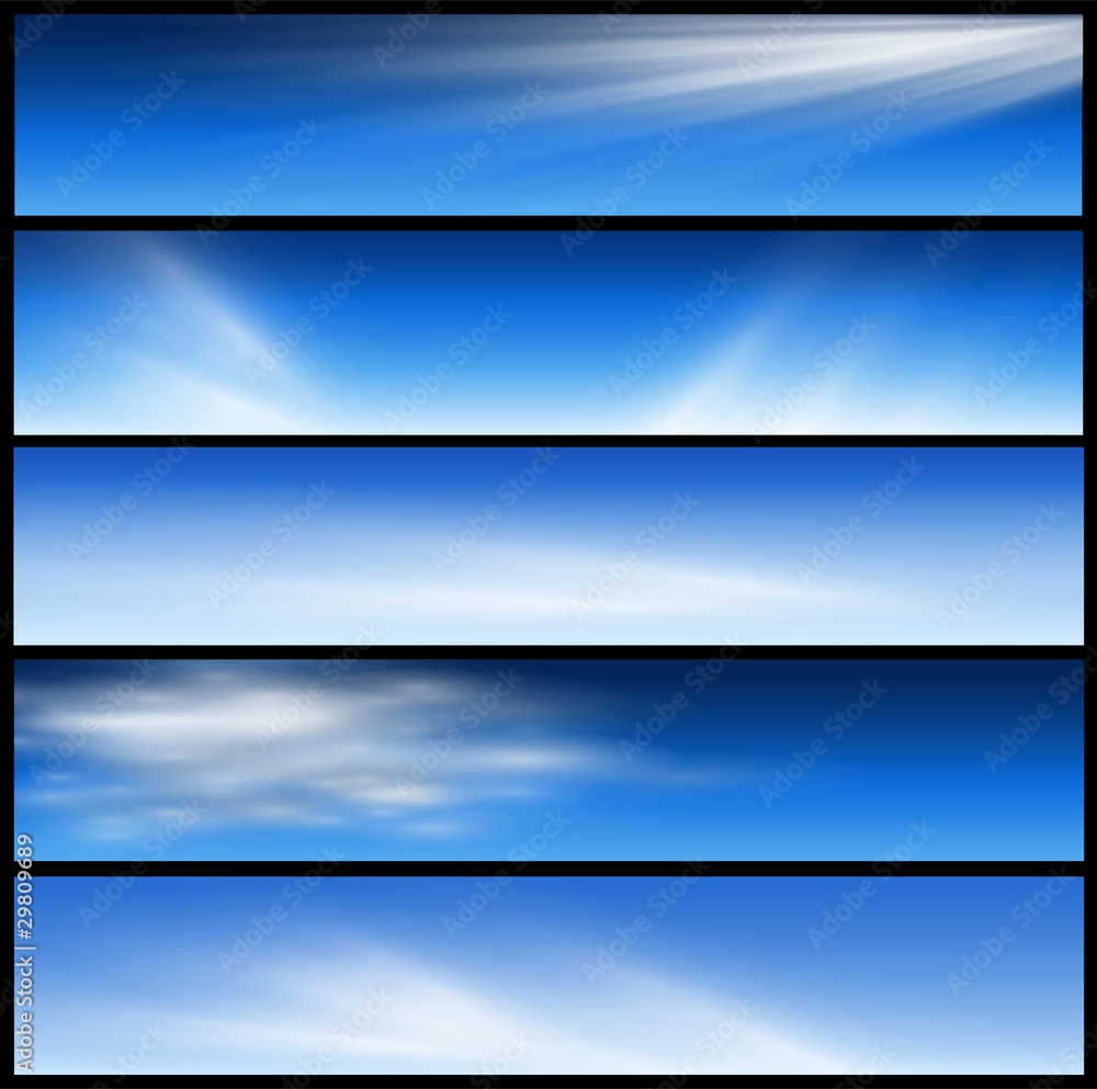 Fototapeta premium Banners, headers blue set.