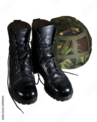Obraz na plátne army boots and helmet