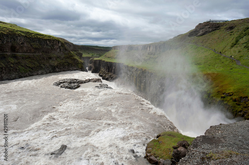 detail view of water in Gullfoss waterfall, Iceland