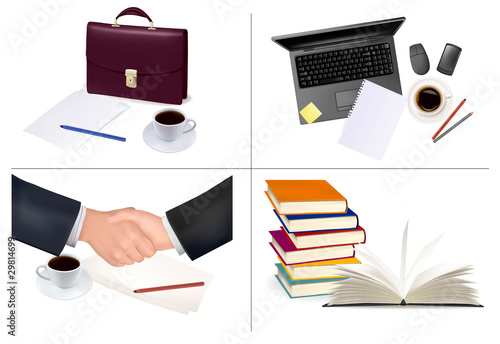 Big set of business and office supplies. Vector.